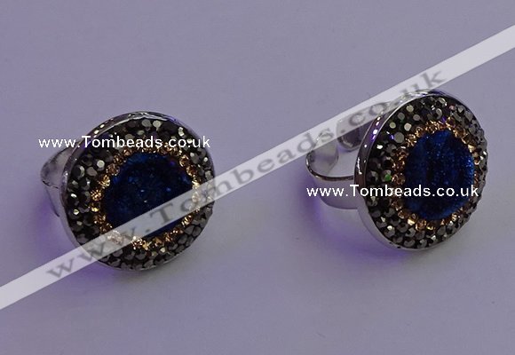 NGR2142 20mm - 22mm coin plated druzy agate gemstone rings