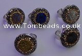 NGR2143 20mm - 22mm coin plated druzy agate gemstone rings