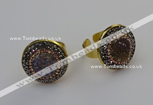 NGR2144 20mm - 22mm coin plated druzy agate rings wholesale