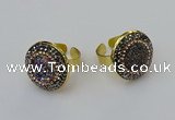 NGR2146 20mm - 22mm coin plated druzy agate rings wholesale