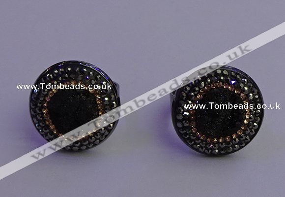 NGR2155 20mm - 22mm coin plated druzy agate gemstone rings