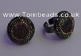 NGR2158 20mm - 22mm coin plated druzy agate gemstone rings