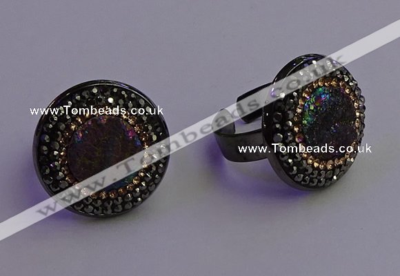 NGR2158 20mm - 22mm coin plated druzy agate gemstone rings