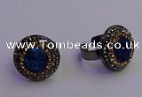 NGR2159 20mm - 22mm coin plated druzy agate gemstone rings