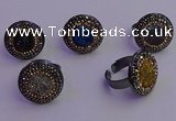 NGR2160 20mm - 22mm coin plated druzy agate gemstone rings