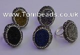 NGR2169 22*28mm - 22*30mm flower plated druzy agate rings