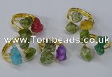 NGR217 5*8mm - 6*10mm freeform druzy agate & peridot rings wholesale