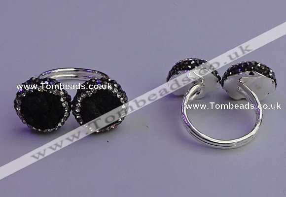 NGR2174 12mm - 14mm coin plated druzy agate rings wholesale