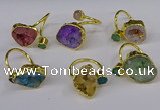 NGR219 8*9mm - 20*25mm freeform druzy agate gemstone rings