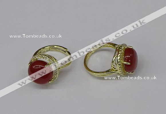 NGR224 12mm flat round agate gemstone rings wholesale