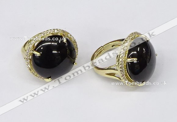 NGR238 20mm flat round agate gemstone rings wholesale