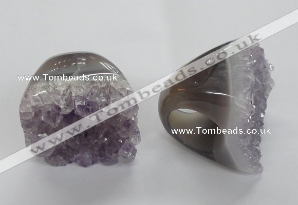 NGR28 35*40mm - 40*45mm freeform druzy amethyst gemstone rings