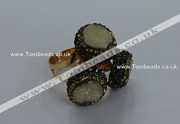 NGR290 14mm - 16mm coin plated druzy agate gemstone rings