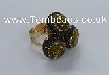 NGR293 14mm - 16mm coin plated druzy agate gemstone rings