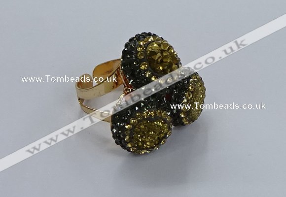 NGR293 14mm - 16mm coin plated druzy agate gemstone rings