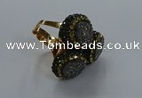 NGR294 14mm - 16mm coin plated druzy agate gemstone rings