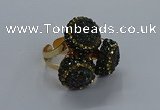 NGR296 14mm - 16mm coin plated druzy agate gemstone rings