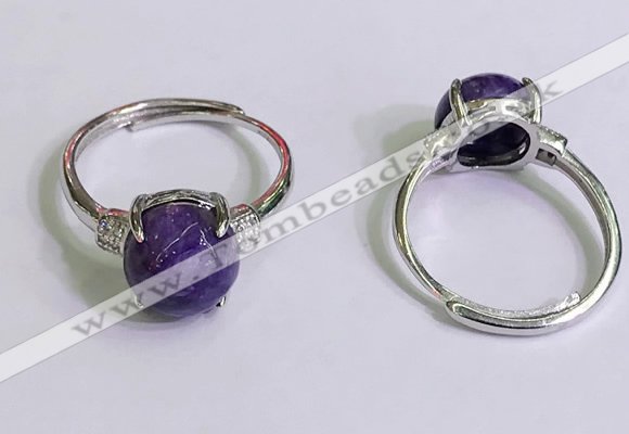 NGR3004 925 sterling silver with 10mm flat  round charoite rings