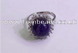 NGR3008 925 sterling silver with 12mm flat  round charoite rings