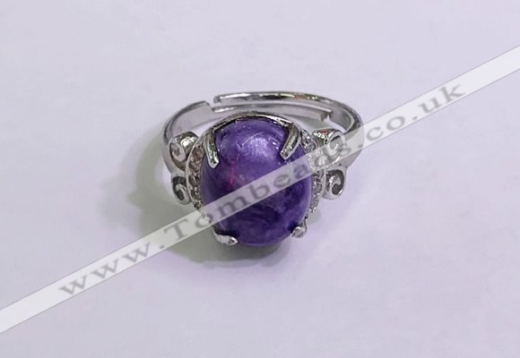 NGR3023 925 sterling silver with 10*12mm oval charoite rings