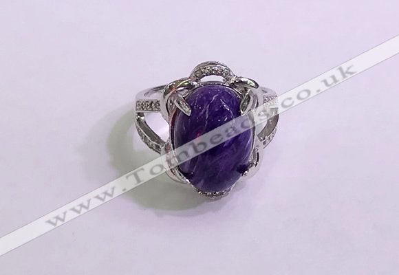 NGR3034 925 sterling silver with 10*14mm oval charoite rings