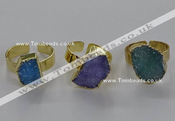 NGR315 10*14mm - 13*18mm freeform druzy agate gemstone rings