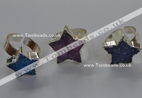 NGR331 15*16mm - 16*18mm star druzy agate gemstone rings