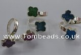 NGR357 15*15mm - 16*16mm flower druzy agate rings wholesale