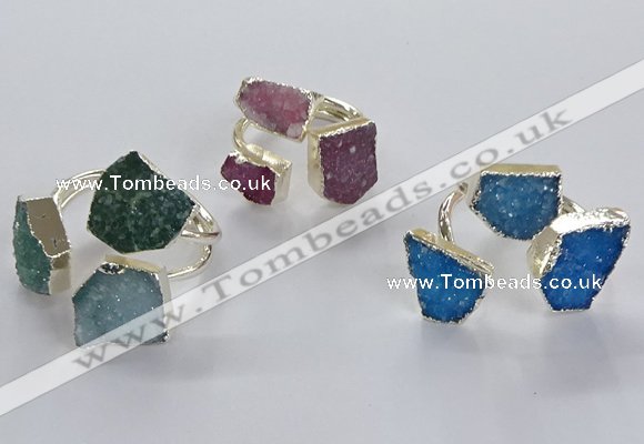 NGR363 10*14mm - 12*16mm freeform druzy agate rings wholesale