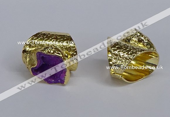 NGR374 15*20mm - 20*25mm freeform druzy agate rings wholesale