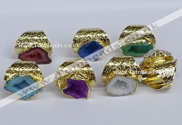 NGR380 15*20mm - 20*25mm freeform druzy agate rings wholesale