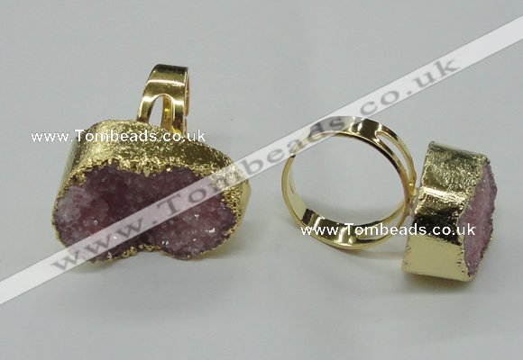 NGR53 18*25mm - 20*30mm freeform plated druzy agate rings