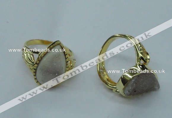 NGR68 12*16mm - 13*18mm freeform plated druzy agate rings