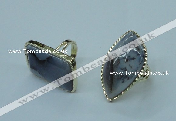 NGR70 18*25mm - 22*30mm freeform agate gemstone rings wholesale