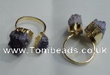 NGR78 13*18mm - 18*25mm nuggets druzy amethyst gemstone rings