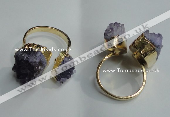 NGR78 13*18mm - 18*25mm nuggets druzy amethyst gemstone rings