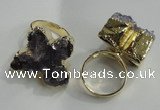 NGR81 18*25mm - 25*30mm butterfly druzy amethyst gemstone rings