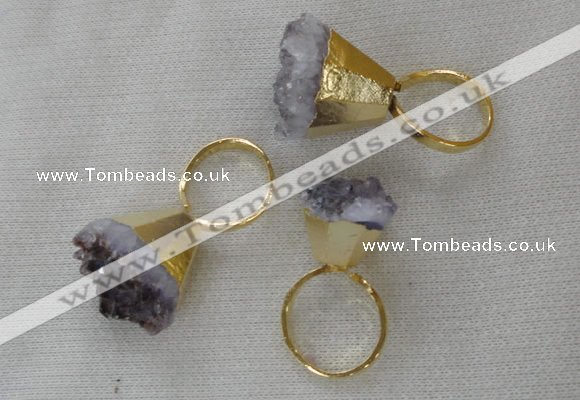 NGR83 20*22mm - 25*25mm nuggets amethyst gemstone rings
