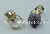 NGR85 12*16mm - 18*20mm freeform druzy amethyst gemstone rings
