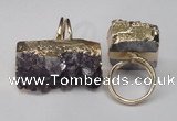 NGR90 22*30mm - 20*40mm freeform druzy amethyst gemstone rings