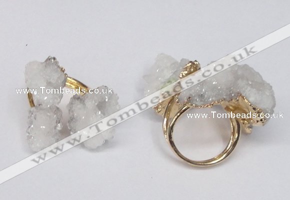 NGR95 15*20mm - 20*25mm nuggets plated druzy quartz rings