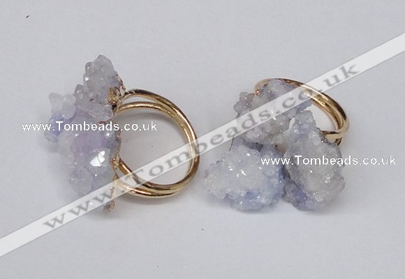 NGR96 15*20mm - 20*25mm nuggets plated druzy quartz rings