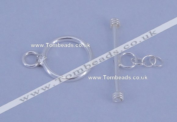 SSC08 5pcs 10mm donut 925 sterling silver toggle clasps