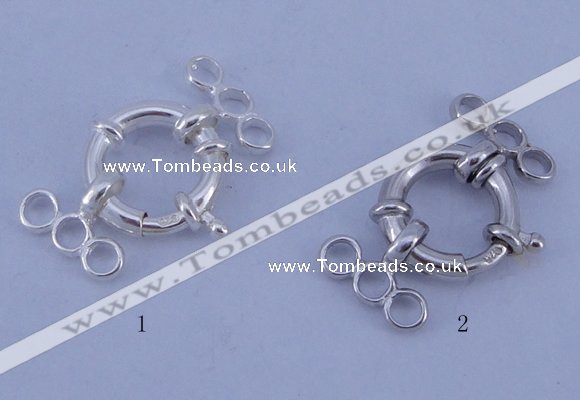 SSC211 5pcs three-strand 13.5mm 925 sterling silver spring rings clasps