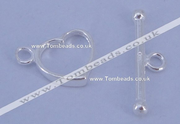 SSC30 5pcs 10*13.5mm heart 925 sterling silver toggle clasps